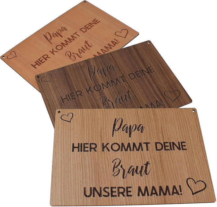 Schild für die Hochzeit, Vintage Schild aus Holz für die Trauung, Hier kommt die Braut personalisier
