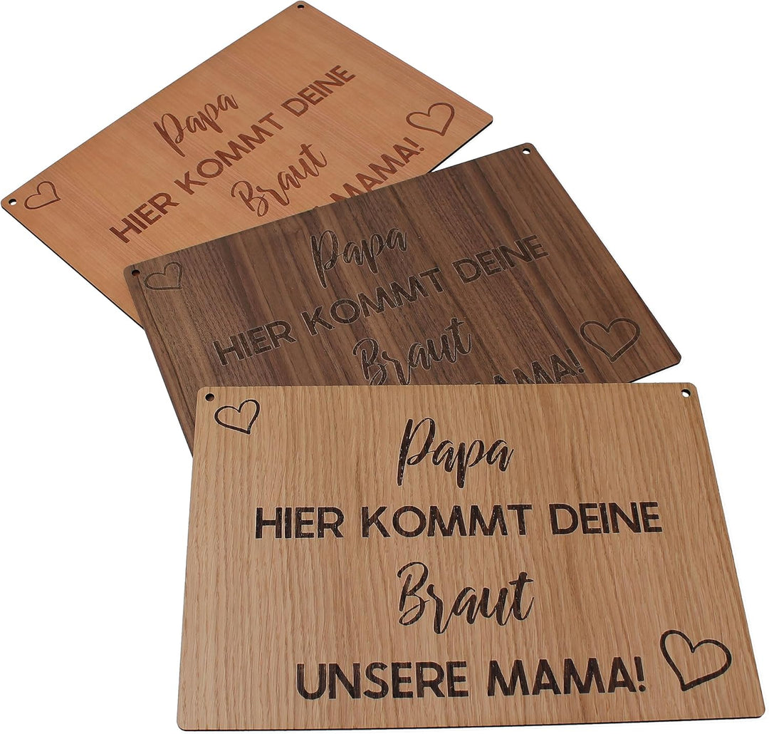 Schild für die Hochzeit, Vintage Schild aus Holz für die Trauung, Hier kommt die Braut personalisier