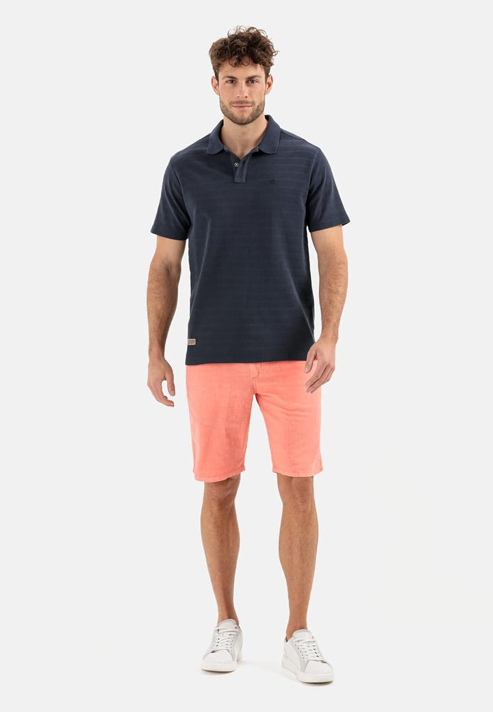 camel active Herren Kurzarm Poloshirt im tonalen Streifenmuster S Night Blue