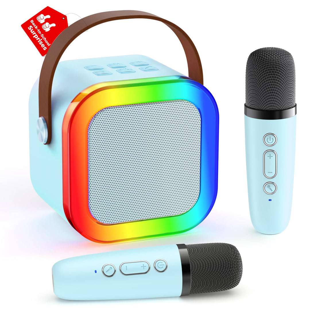 Karaoke Maschine mit 2 Karaoke Mikrofonen, Karaoke Maschine Kinder mit Mikrofon Mädchen Geschenke Sp
