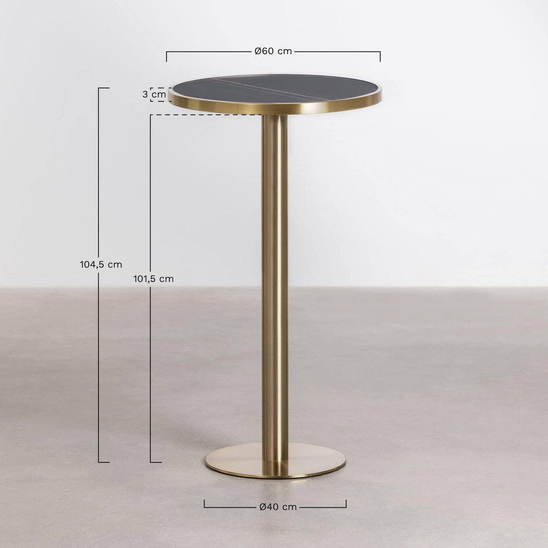 SKLUM Runder Stehtisch aus Steinzeug (Ø60 cm) Manhattan Schwarz Gold Champagne Sch. Gold Champagne,