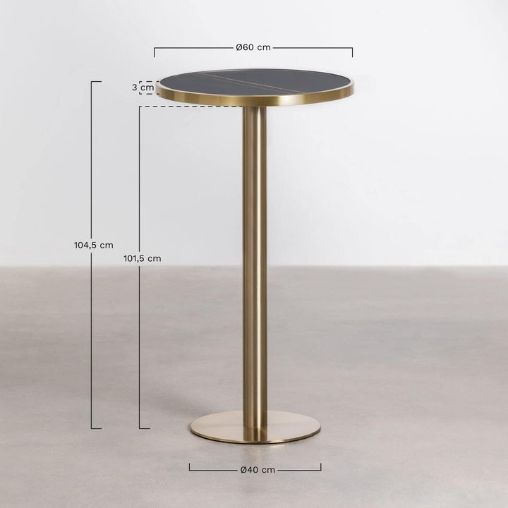 SKLUM Runder Stehtisch aus Steinzeug (Ø60 cm) Manhattan Schwarz Gold Champagne Sch. Gold Champagne,