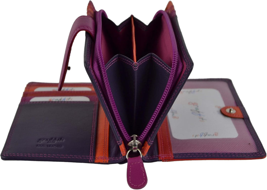 Golunski Damen Geldbörse mit Lasche und Klappe, Leder, Graffiti, Geschenkbox, China Rose, One Size S