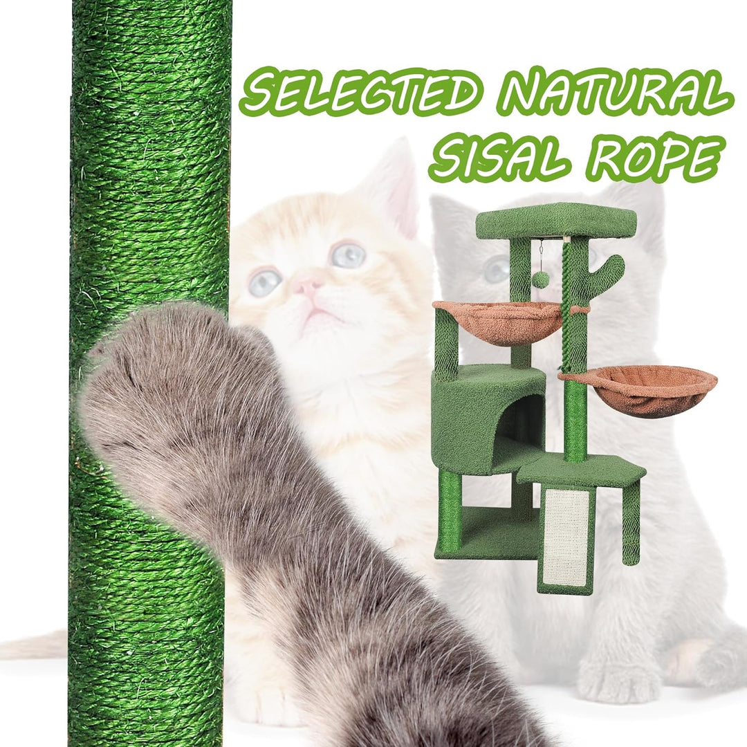 TWDEPART Kratzbaum für Katzen mit Aktivitätscenter, 95cm Kletterbaum Katzenspielzeug mit Spielzeugku