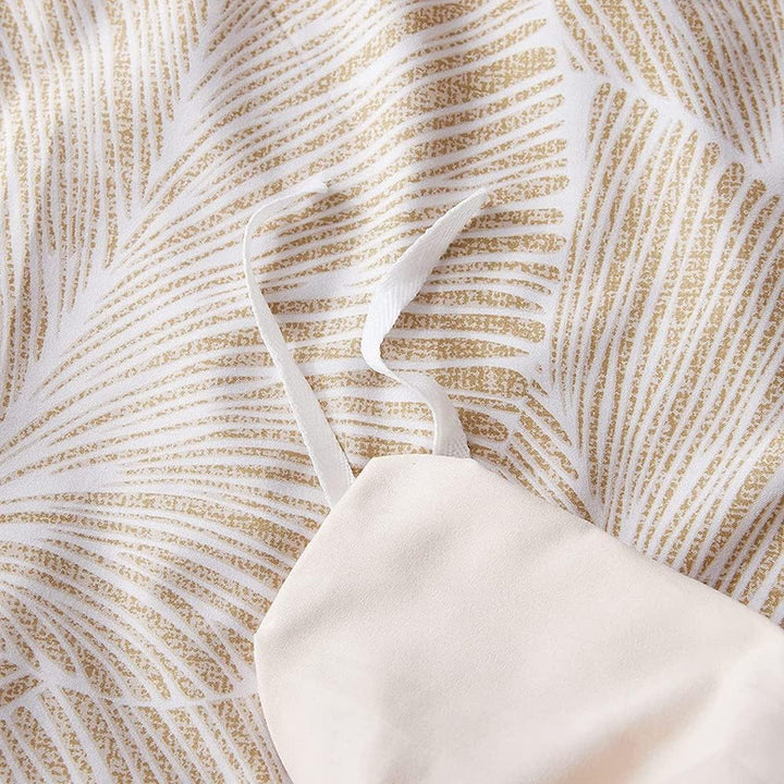 Nayoroom Bettwäsche 135x200 Beige Blätter Muster Bettbezug Microfaser Tropisch Palmenblätter Wendebe