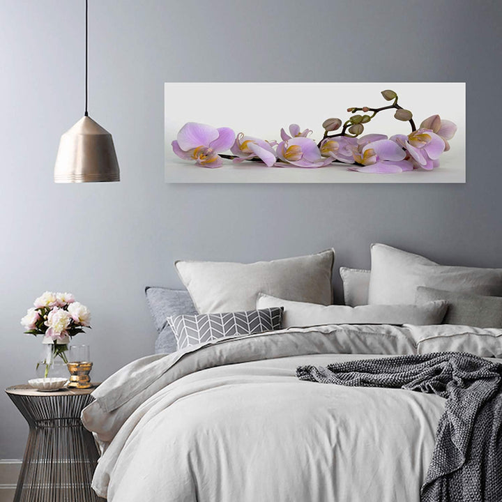Feeby. Leinwandbild, Bilder, Wand Bild, Wandbilder, Kunstdruck 150x60 cm, ORCHIDEE, NATUR, VIOLETT