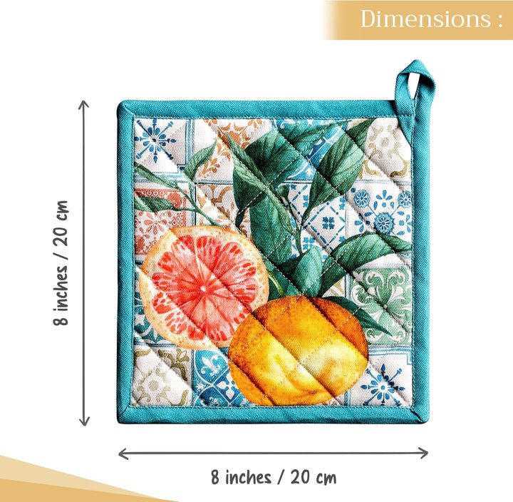 Maison d' Hermine Hot Pads Set mit 2 Oster-Topfhaltern aus 100% Baumwolle mit Schleife, (20cm x 20cm