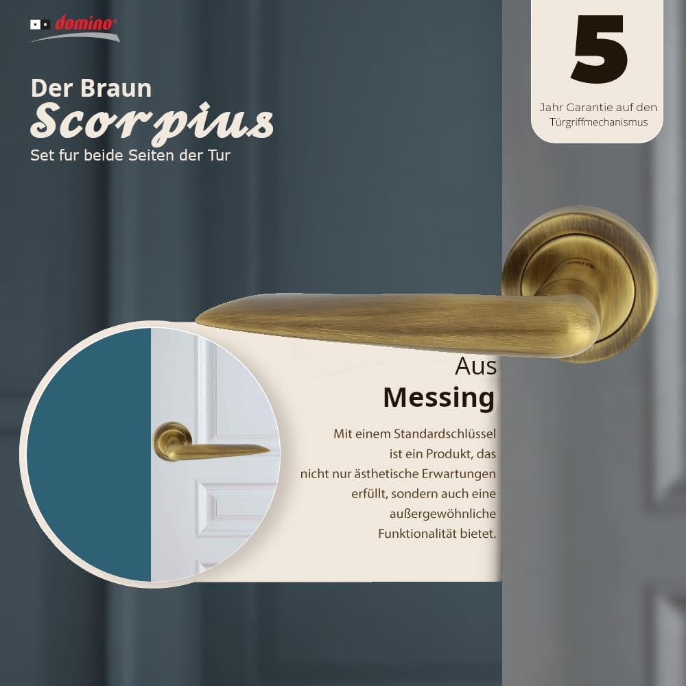domino Türgriff Drückergarnitur | Türklinke für Zimmertür, Bürotür, Kellertür & Innentür | Türbeschl