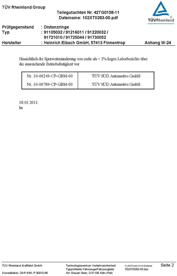 Spurverbreiterung Aluminium 2 Stück (30 mm pro Scheibe / 60 mm pro Achse) inkl. TÜV-Teilegutachten