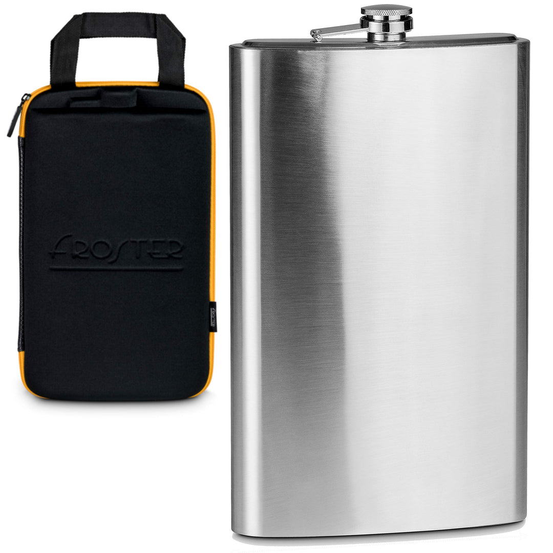 Froster Riesiger Flachmann Deluxe in Extreme Case, Grosser Flachmann aus Edelstahl XXL, Geschenk für