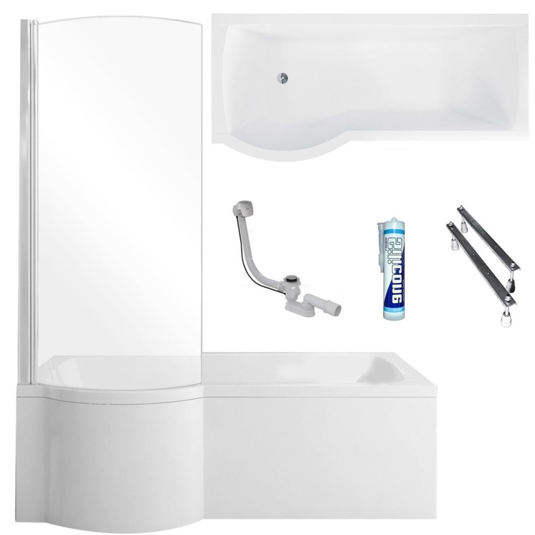 ECOLAM Duschbadewanne Inspiro 170x70 cm + Schürze LINKS I Set Badewanne + Badewannenabtrennung I Dus