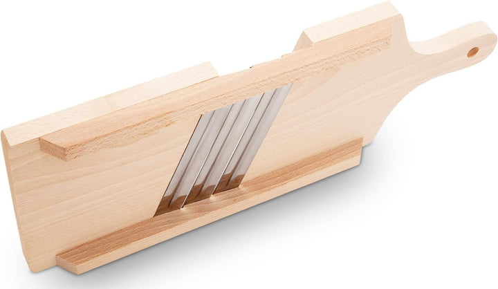 KERAZO Krautreibe aus Buchenholz mit 3 scharfen Edelstahl Messer mit Haltegriff 42x16cm Krauthobel G
