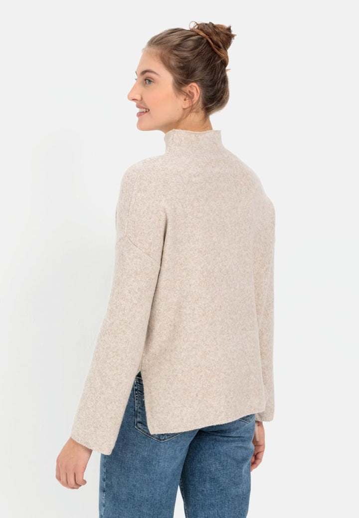 camel active Damen Oversized Strickpullover mit Rollkragen L Mandel, L Mandel