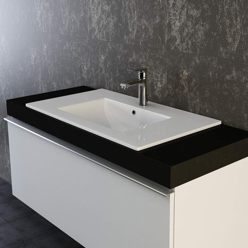 VILSTEIN Keramik Einbau-Waschbecken, 70cm, Weiss, Mit Überlauf, Einsatz-Waschbecken, Waschtisch 70 c
