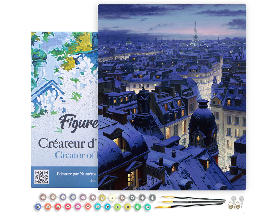 Figured'Art Malen Nach Zahlen Erwachsene Mit Rahmen Dächer in Paris - Paint by Numbers Basteln DIY B