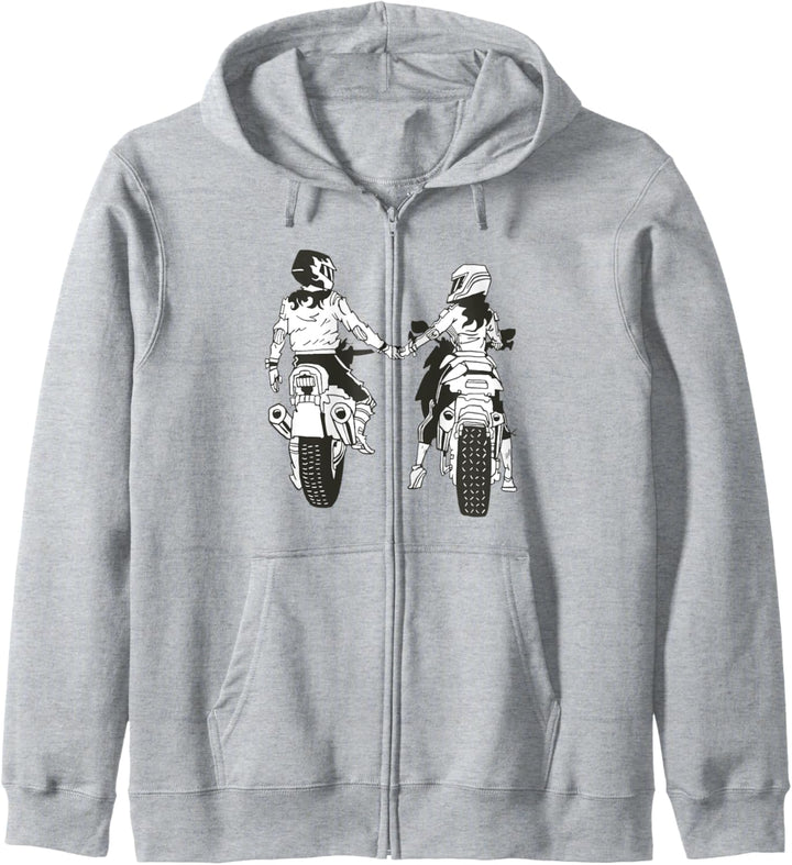 Motorradpaar mit Händen halten Bike Love Kapuzenjacke
