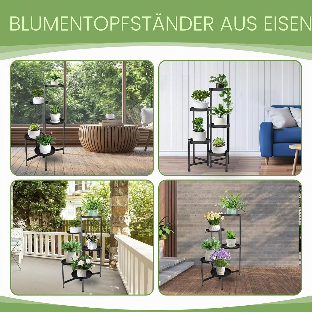 lalago 5 Etagen Blumenständer, Pflanzenregal Blumenregal Indoor Outdoor, Metall Pflanzenständer, Blu