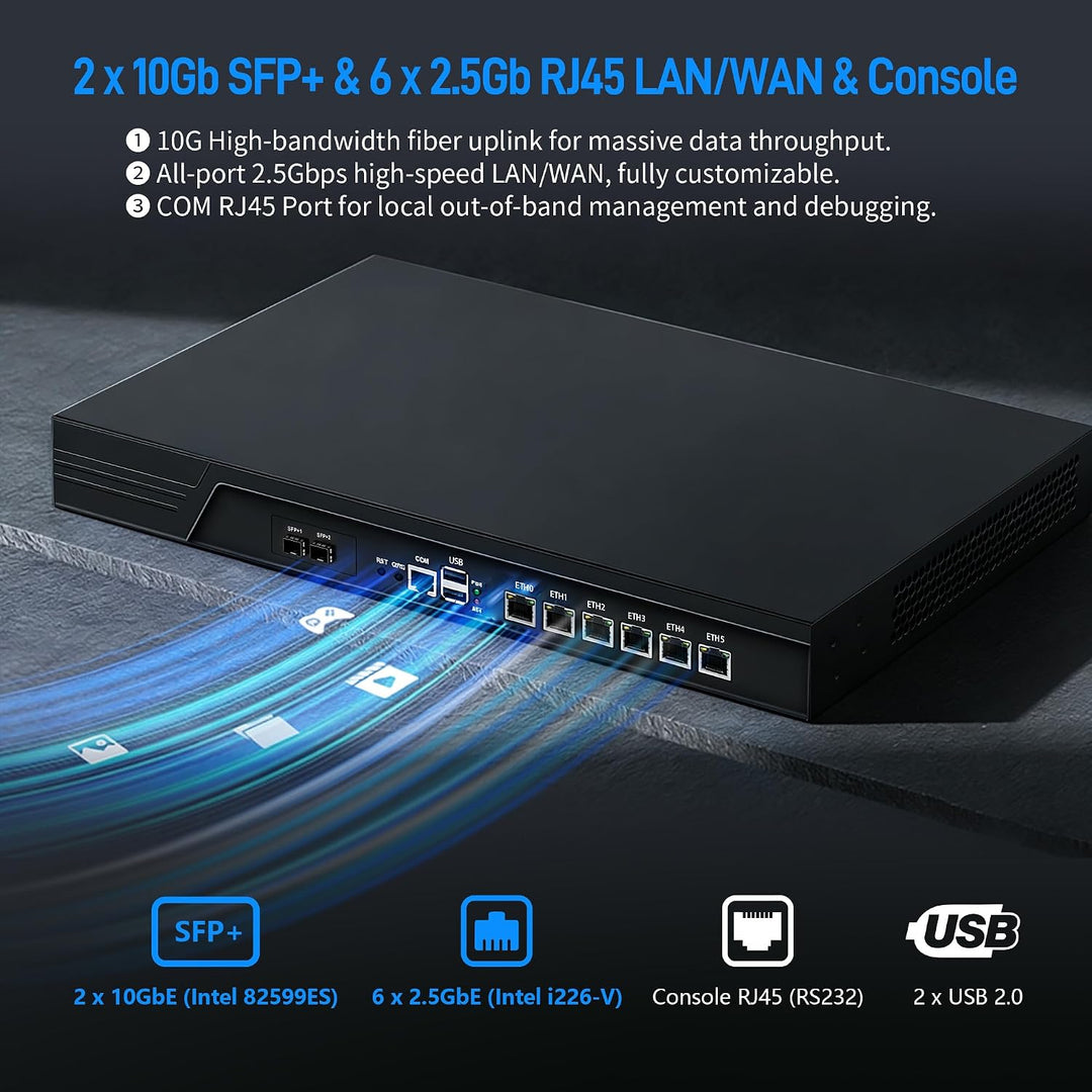CWWK 1U Firewall Appliance, Rackmount Router Hardware, 10Gb SFP+ &amp; 6 x 2.5GbE i226-V, Core i7-3520M,