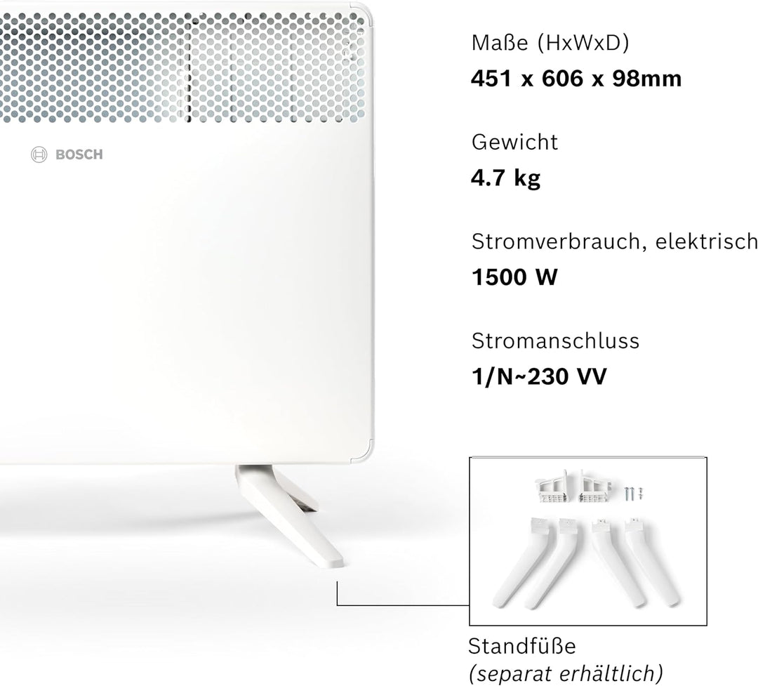 Bosch Heat Convector 4000-15 - Elektrischer Konvektor für Räume bis zu 15 m² - Individuell Einstellb