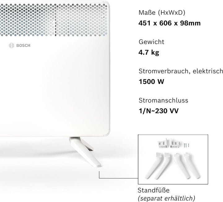 Bosch Heat Convector 4000-15 - Elektrischer Konvektor für Räume bis zu 15 m² - Individuell Einstellb