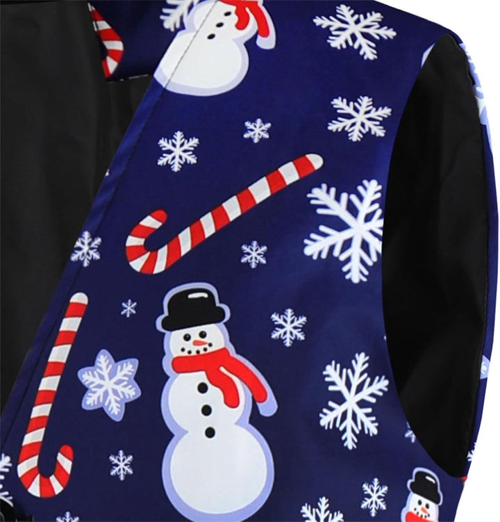 Herren Weihnachtsanzug 2Teilig Weihnachtsweste Slim Fit Button Verschiedene Weihnachtsmotiv Formal W