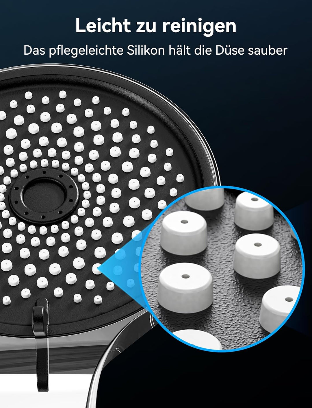Duschkopf mit Schlauch1,5 m, 120 mm grosser Duschkopf mit 5 Sprühmodi, leistungsstarker Handbrause-H