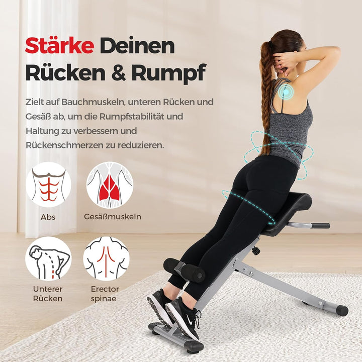 Sunny Health &amp; Fitness Klappbare Hyperextension-Roman Chair mit Rückenstrecker – Bauchtrainer &amp; Sit-