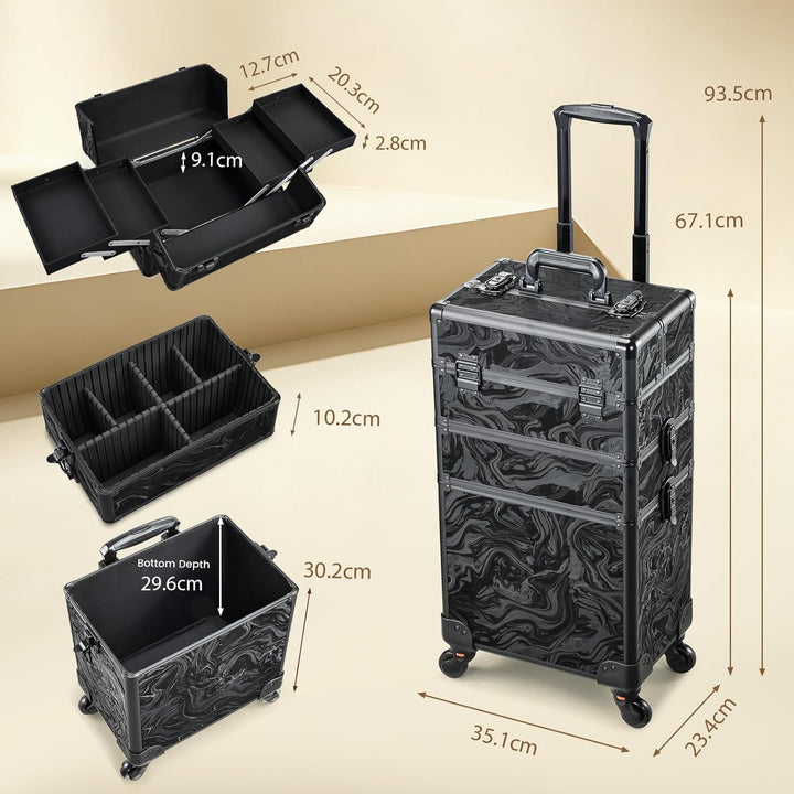 Kosmetik Trolley 3-in-1 Make up Koffer Kosmetikkoffer Trolley Schminkkoffer Gross Friseurkoffer mit