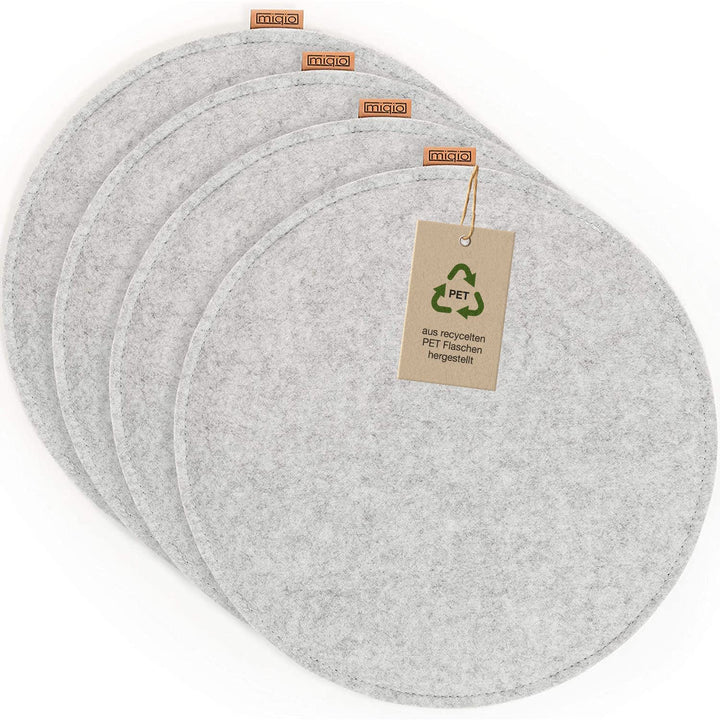 MIQIO Design Sitzkissen Rund aus Filz ø35 cm | 4er Set | Waschbare Stuhlkissen rutschfest | Gemütlic