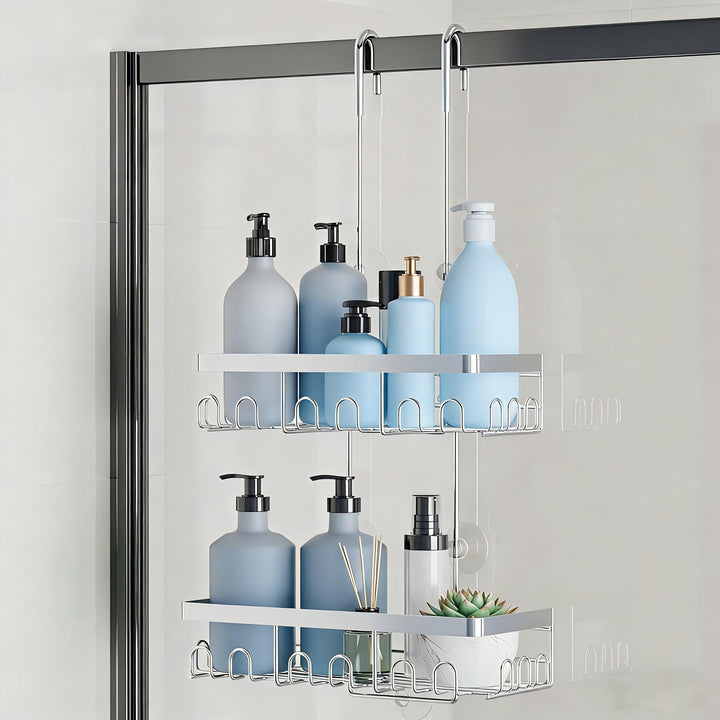 HouseUp Duschablage Zum Hängen Duschregal Ohne Bohren Shampoo Halterung Für Dusche Glastür (weniger