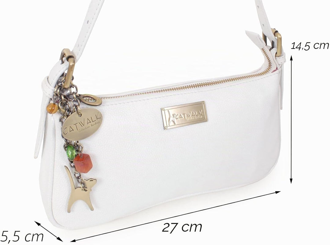 Catwalk Collection Handbags - Klein Damen Schultertasche - Henkeltasche - Leder mit Krokodilprägung