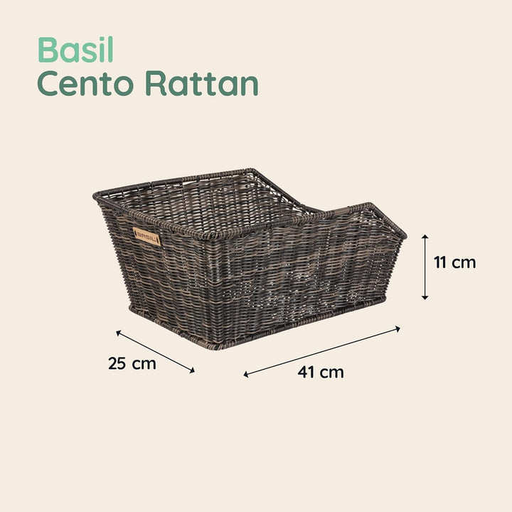 Basil Hinterradkorb Cento-Rattan Look Braun Single, Braun Single
