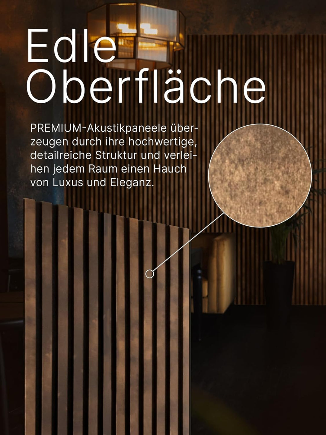 wohnartig® Akustikpaneele 1,485m² - 275cm x 54cm* set - (set = 2 Stück 275cm x 27cm) | Farbe: Antiqu