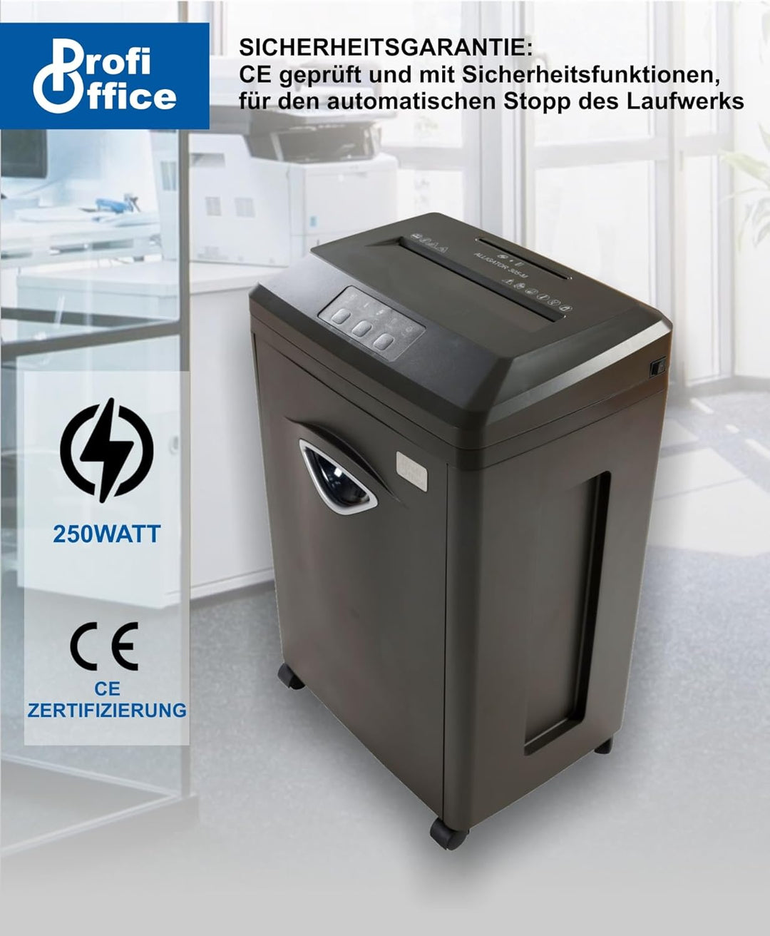 Aktenvernichter Super Micro Nano Cut Partikelschnitt P-7 Profi Office Alligator 305 M - 5 Blatt, 30
