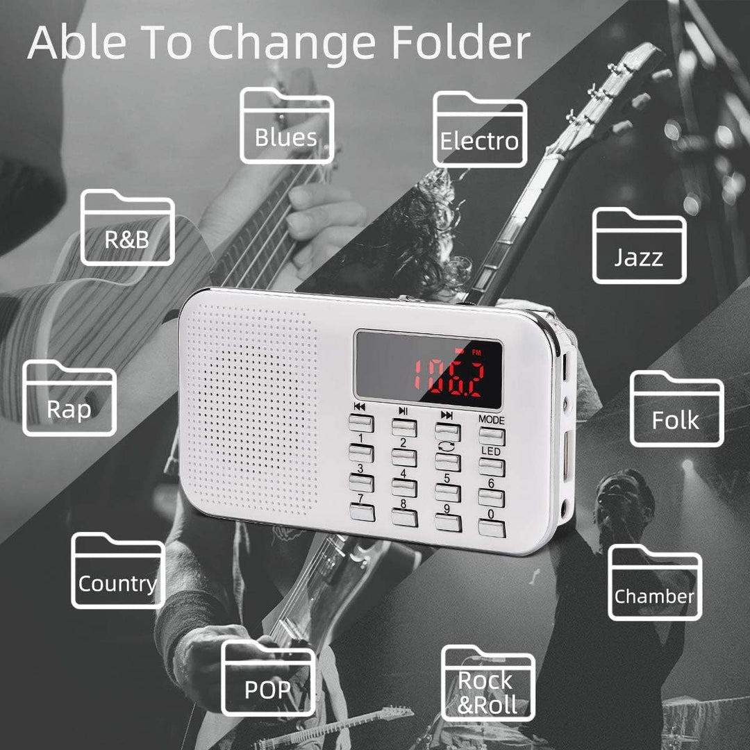 PRUNUS L-218AM Portables Mini Radio AM(MW)/UKW FM/TF Card/USB/MP3, 1200mAh Akku. Geschäfte und Sende