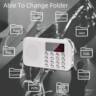 PRUNUS L-218AM Portables Mini Radio AM(MW)/UKW FM/TF Card/USB/MP3, 1200mAh Akku. Geschäfte und Sende