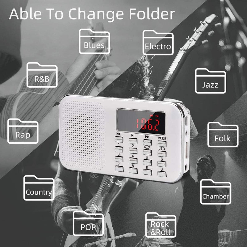 PRUNUS L-218AM Portables Mini Radio AM(MW)/UKW FM/TF Card/USB/MP3, 1200mAh Akku. Geschäfte und Sende