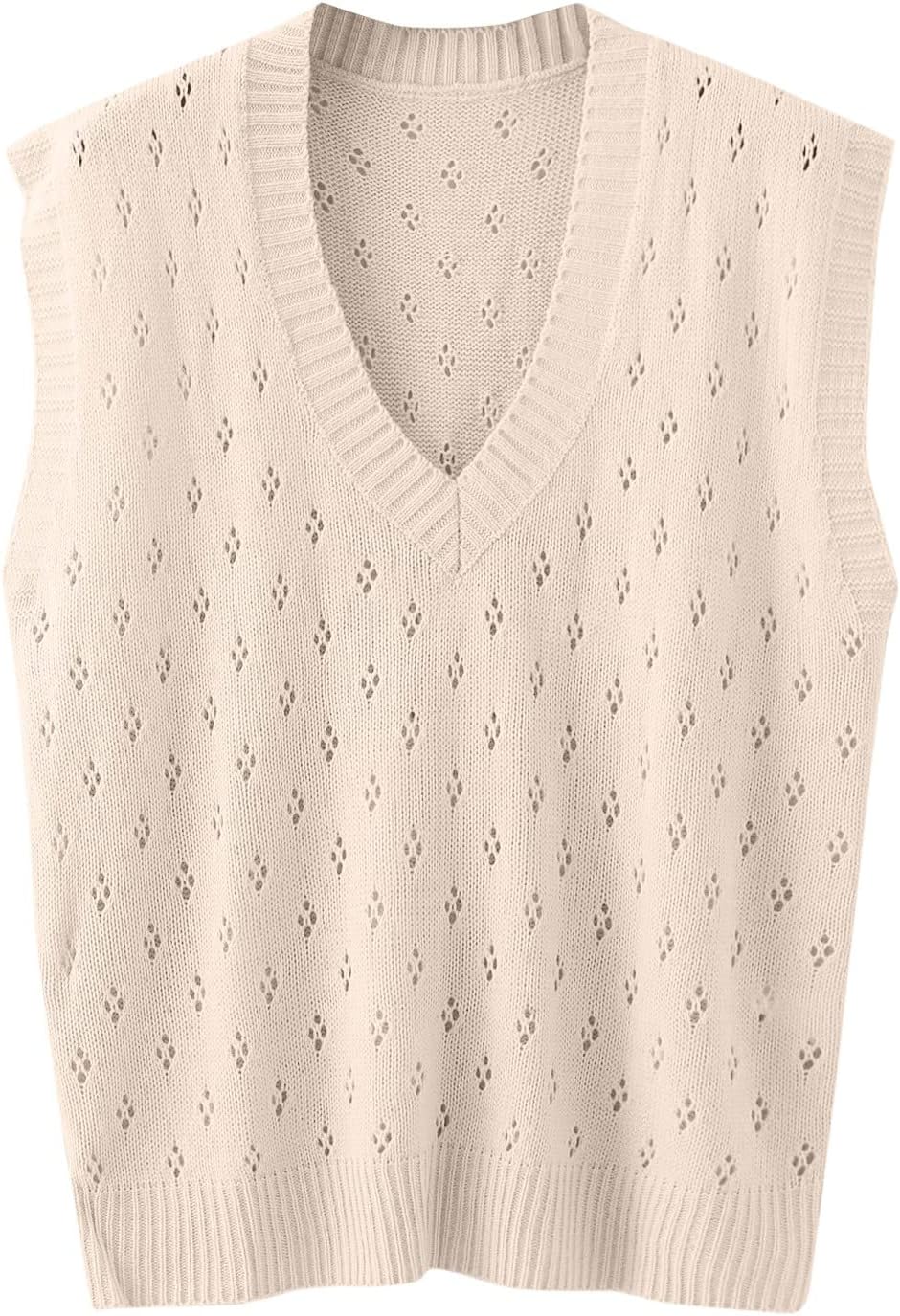 Ärmellose Strickweste für Damen, V-Ausschnitt, College-Pullover, Übergrösse A M, A M