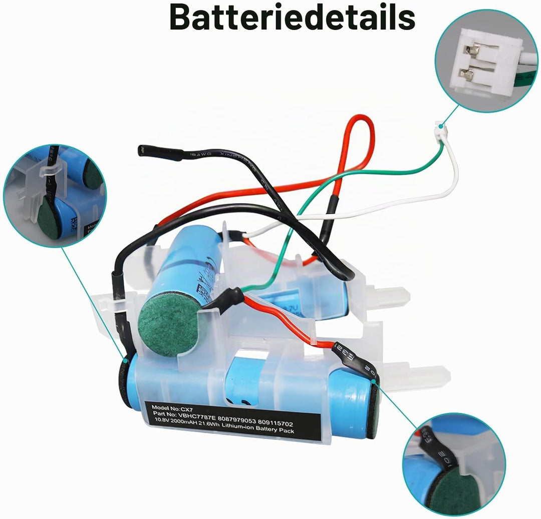 10,8V 2.0Ah Akku kompatibel mit AEG CX7-21DB, CX7-21EB, CX7-21EBK, CX7-21-HO, CX7-21SW Staubsauger H