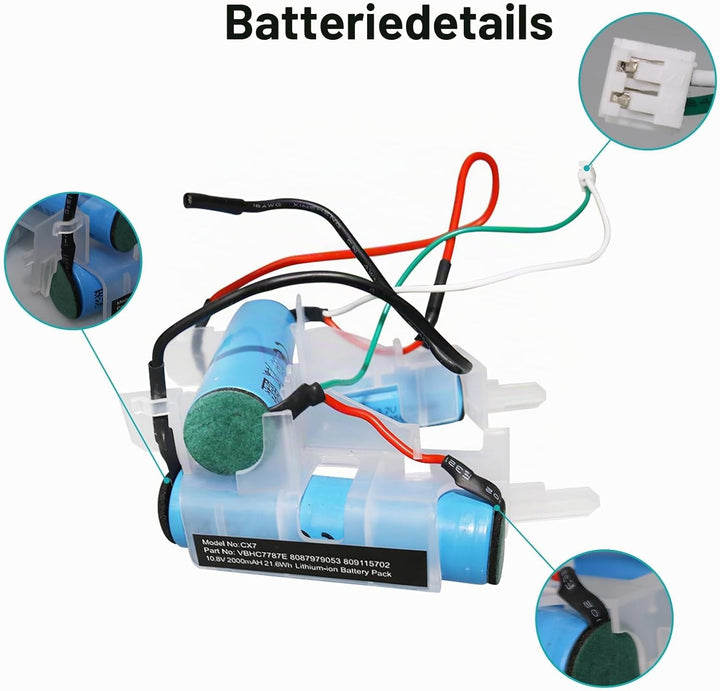 10,8V 2.0Ah Akku kompatibel mit AEG CX7-21DB, CX7-21EB, CX7-21EBK, CX7-21-HO, CX7-21SW Staubsauger H