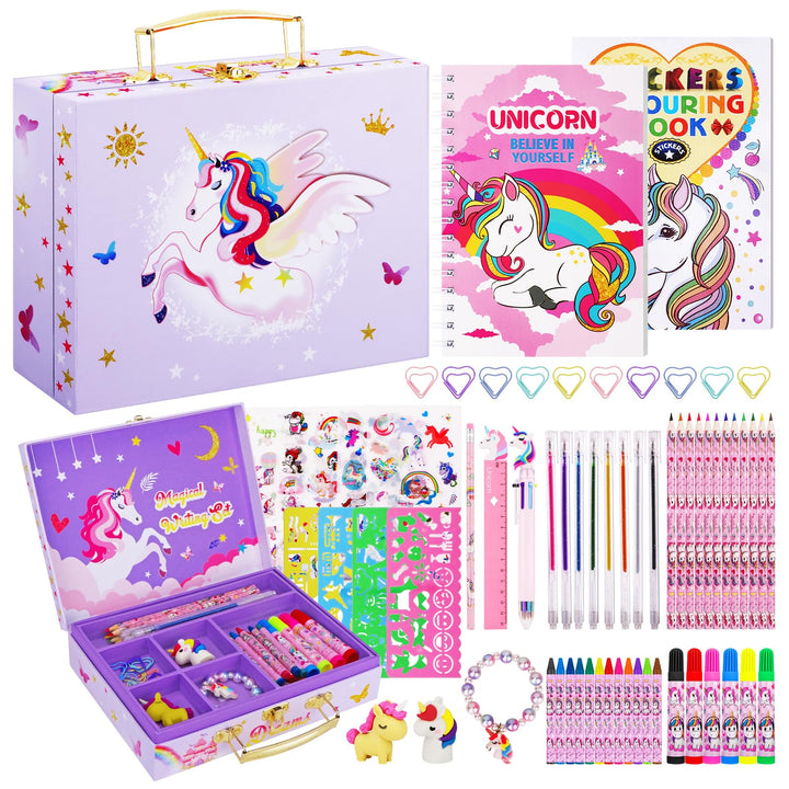 TCJJ Unicorn Painting Set,66 Stück Einhorn-Malset für Kinder,Malset Mädchen 4-12 Jahre mit Einhorn-A