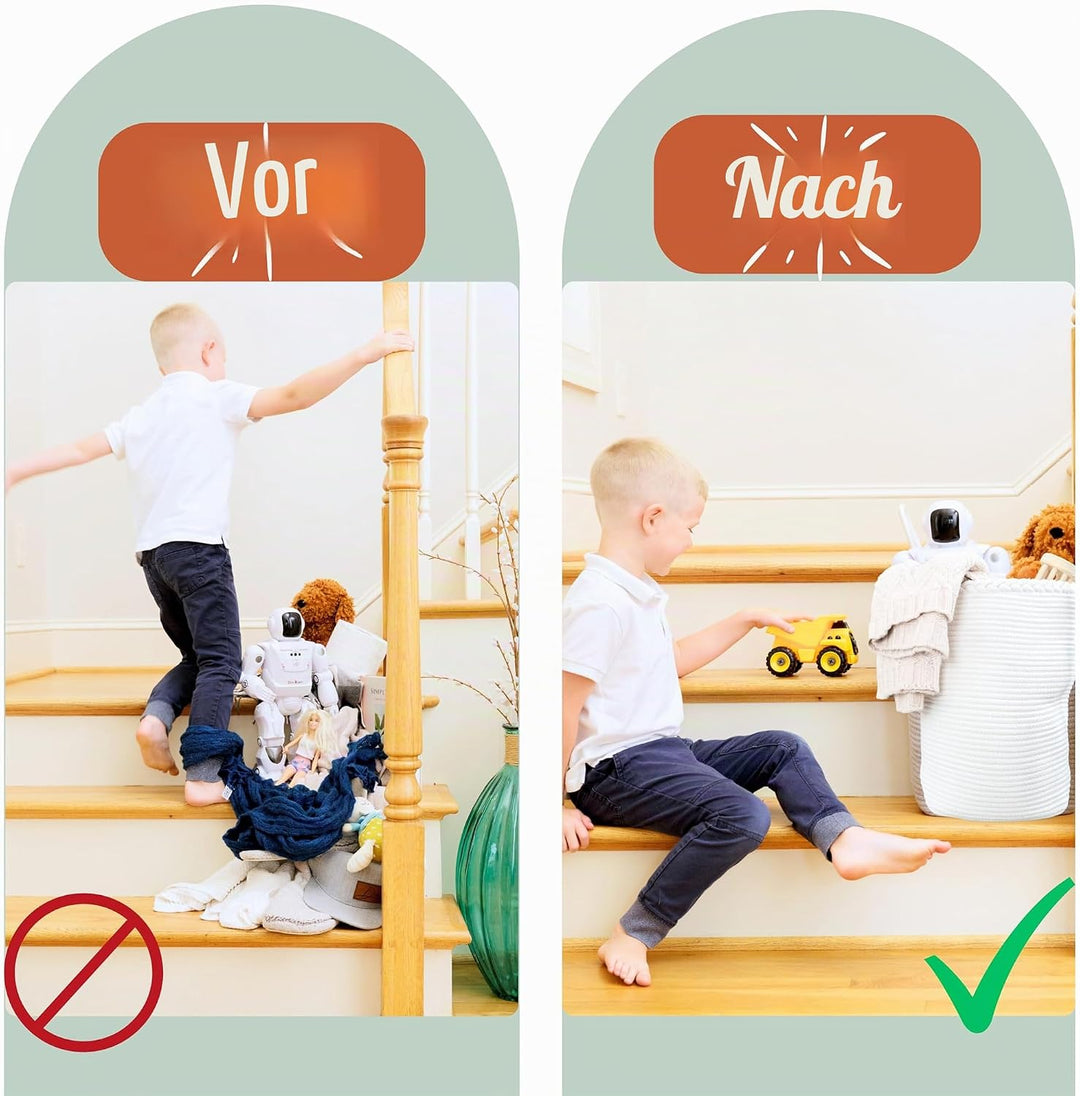 Treppenkorb für Teppich- und Holztreppen – Geschenk zum ersten Muttertag, Baumwollseil-Treppe mit Gr