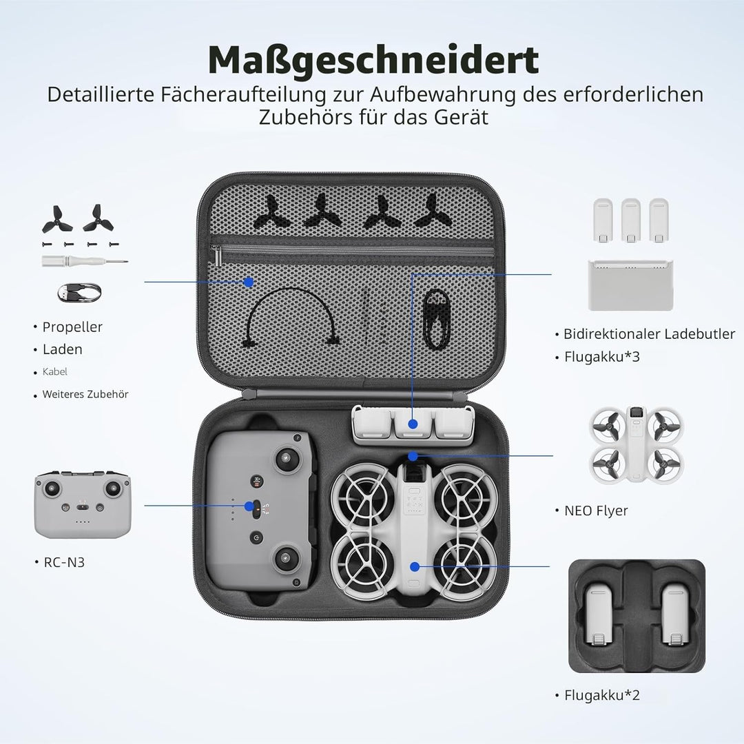 BRDRC Neo Tasche, Wasserdichtes Koffer Tragbare für DJI Neo Fly More Combo Tragetasche Reisetasche f