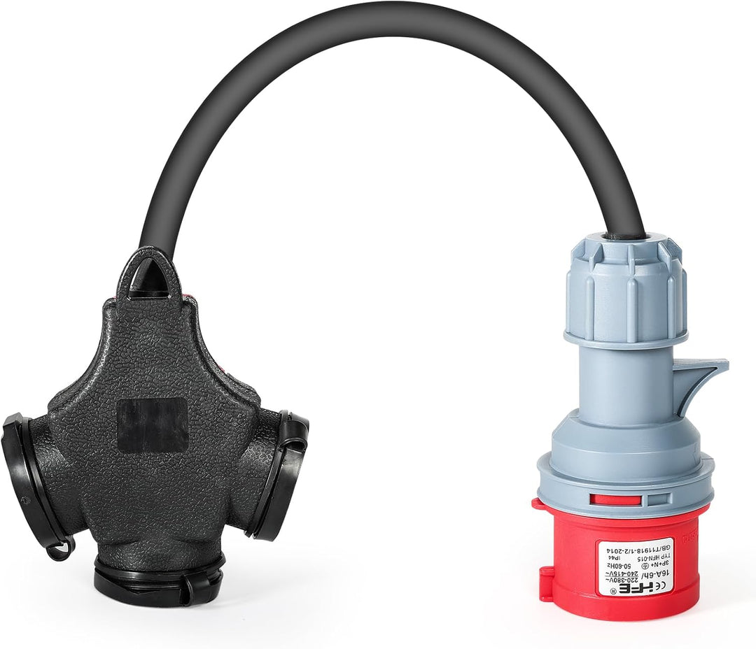 CEE Adapter 16A 400V Male Stecker auf 3x230V Stecker CEE auf Schuko Adapter mit 5 * 2,5mm² Starkstro