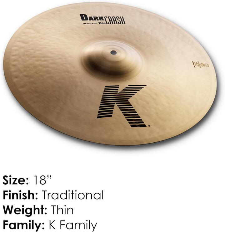 Zildjian K Zildjian Series - 18" Dark Crash Thin Cymbal 18 Zoll Dark Thin, 18 Zoll Dark Thin