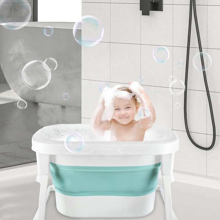 Supfine Faltbare Babybadewanne mit Badewannenhocker – Kinderbadewanne für Mädchen oder Jungen – von