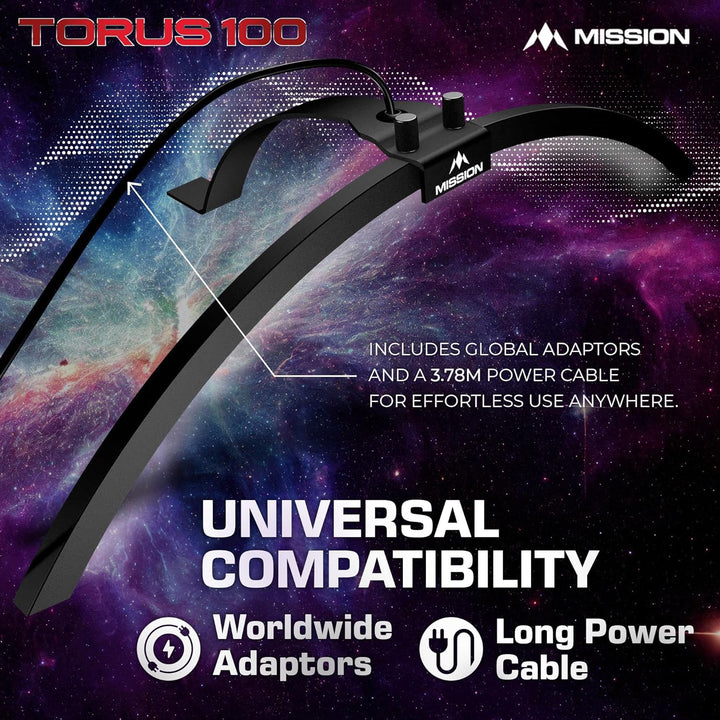 Mission Darts TOR100 Torus 100 | Dartscheibe LED klappbar tragbar Dartscheibe Reise Beleuchtungssyst
