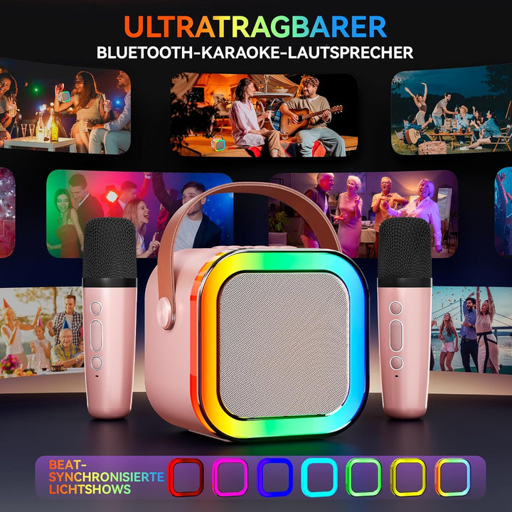 [2025] Karaoke Maschine mit 2 Karaoke Mikrofonen Musikinstrumentzubehör: Wowstar Karaoke Anlage mit