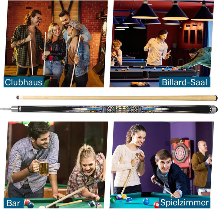 Pool Cue Stick Billard Queue,58“ Pool-Billardqueue BillardStock 12,5 mm Lederspitze Cue Sticks for P