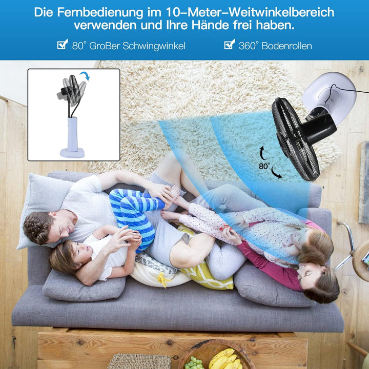 Ventilator mit Wasserkühlung, Standventilator, Ventilateur brumisateur mit Fernbedienung, Timer Stan
